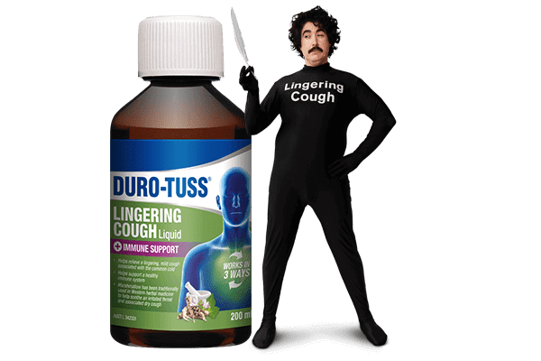 DURO TUSS Lingering Cough Liquid + Immune Support 200ml chesty,codral,cough,difflam,dry cough,issues