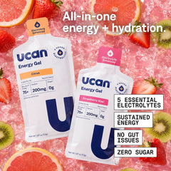 UCAN Edge Energy Gel Strawberry Box of 12 Pouches | Sustained Energy for Endurance Sport