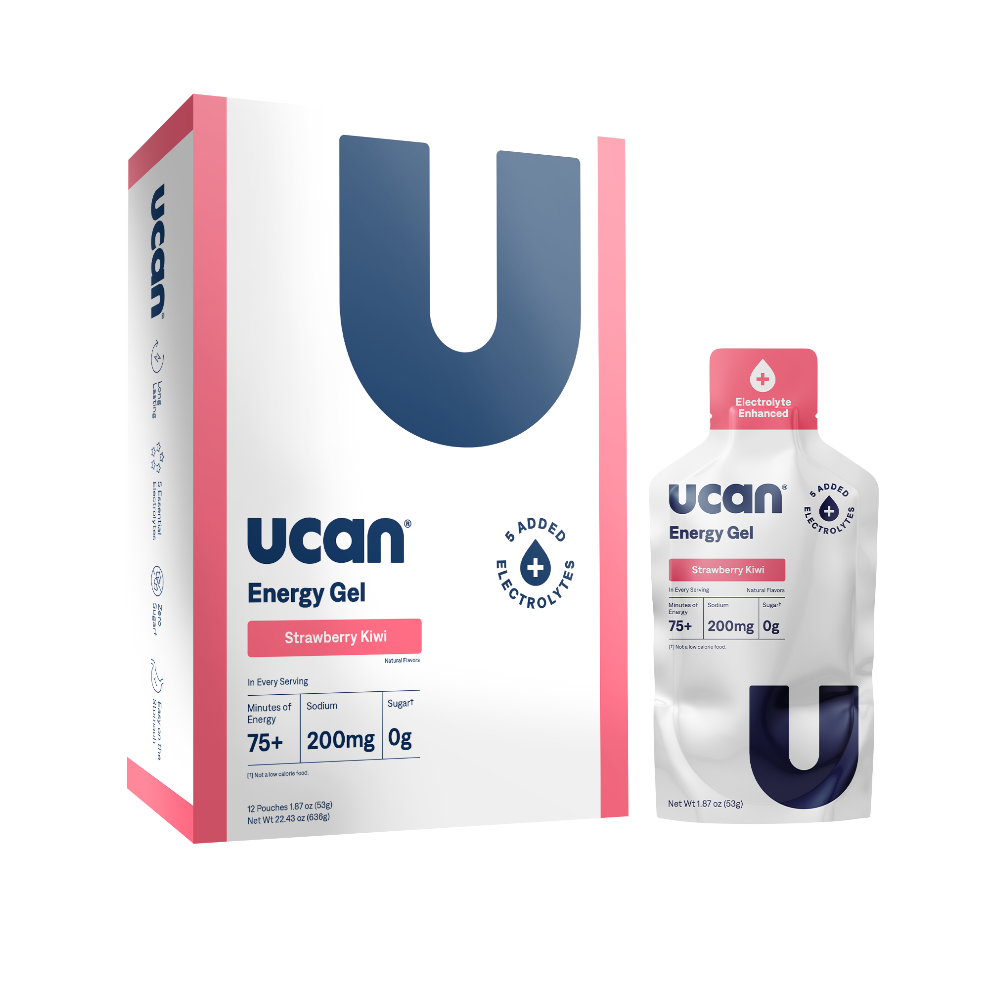 UCAN Edge Energy Gel Strawberry Box of 12 Pouches | Sustained Energy for Endurance Sport