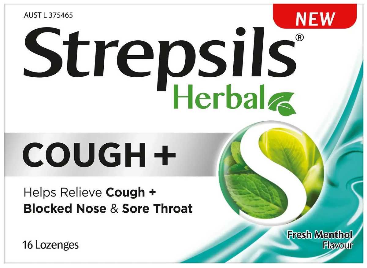 Strepsils Herbal Cough Lozenges Fresh Menthol 16 Pack