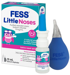 Fess Little Noses Saline Nose Spray + Aspirator 15ml baby nose apirator,blocked nose,issues,little kids,nasal aspirator,nasal congestion