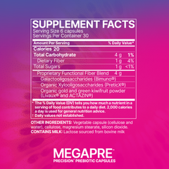 Microbiome Labs MegaPre 180 Capsules supplement facts