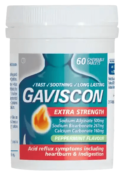 Gaviscon Extra Strength Peppermint Tablets 60 - DominionRoadPharmacy