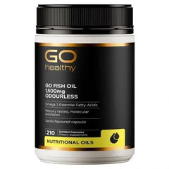 Go Healthy Fish Oil Odourless – Supports Heart & Brain Health – Softgel Capsules (1500 mg, 210 Count)
