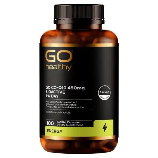 Go Healthy Co-Q10 450mg BioActive 1-A-Day Heart Health and Energy Dietary Supplement 100 SoftGel Capsules