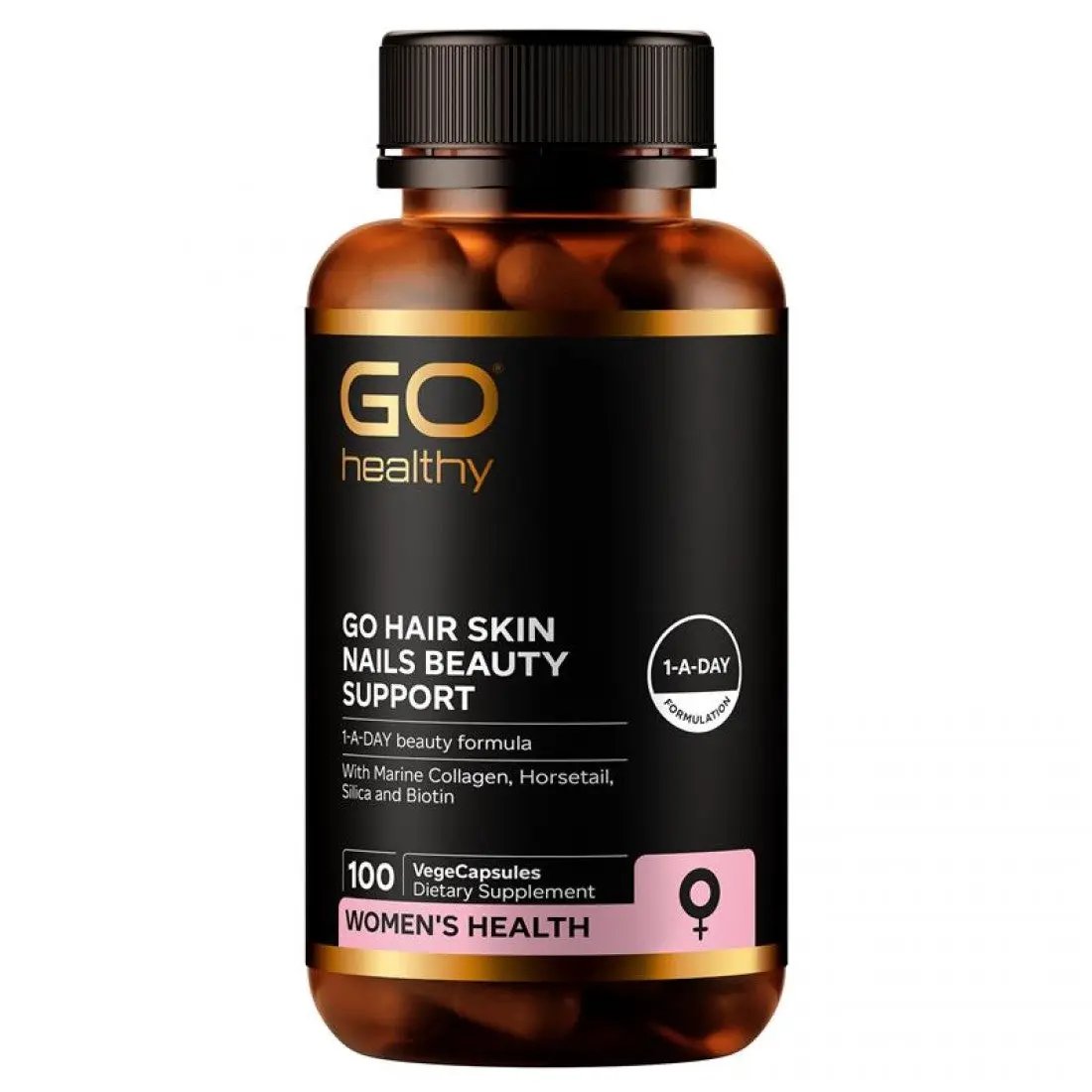 GO Healthy Hair Skin Nails Beauty Support 100 VegeCapsules Dietary Supplement Supports Hair Skin Nails