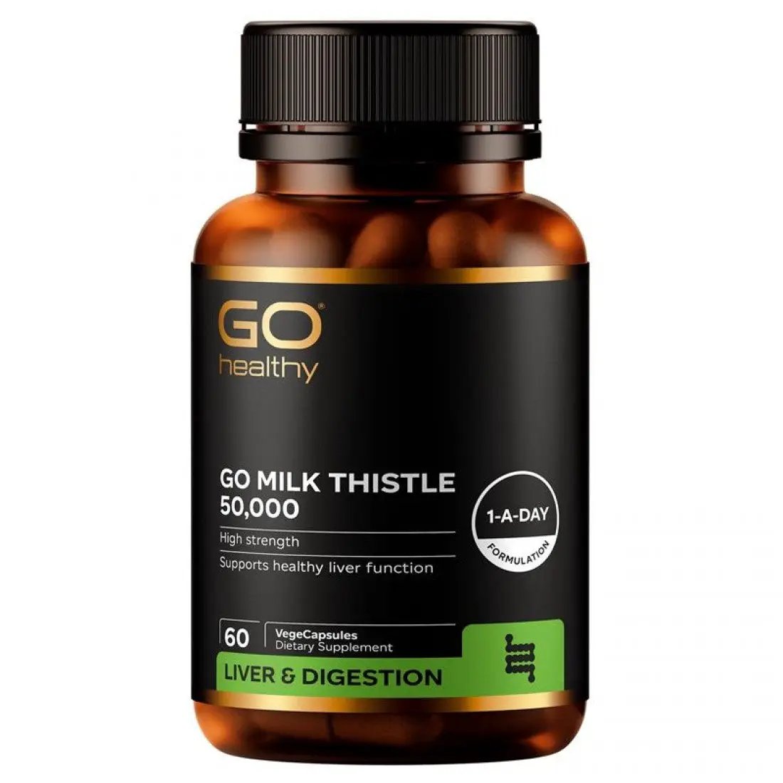 Go Healthy Milk Thistle 50,000 Supports Healthy Liver Function Dietary Supplement 60 VegeCaps