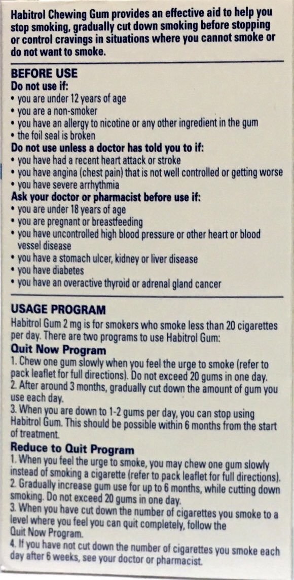 Habitrol Chewing Gum 2mg Mint Flavour 96 Pieces anti smoking,habitrol,habitrol gum,issues,nicotine,nicotine gum,smoke free,smoking