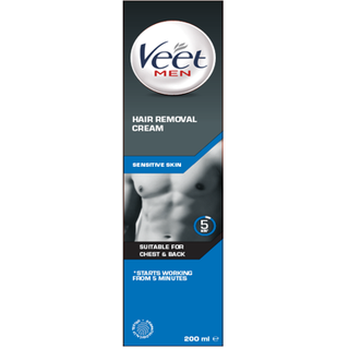 Veet Men Hair Removal Cream Sensitive Skin 200ml beach,beach body,beach sunblock,hair,hair removal cream,issues,summer,veet,waxing,waxing strips