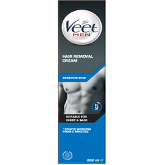 Veet Men Hair Removal Cream Sensitive Skin 200ml beach,beach body,beach sunblock,hair,hair removal cream,issues,summer,veet,waxing,waxing strips
