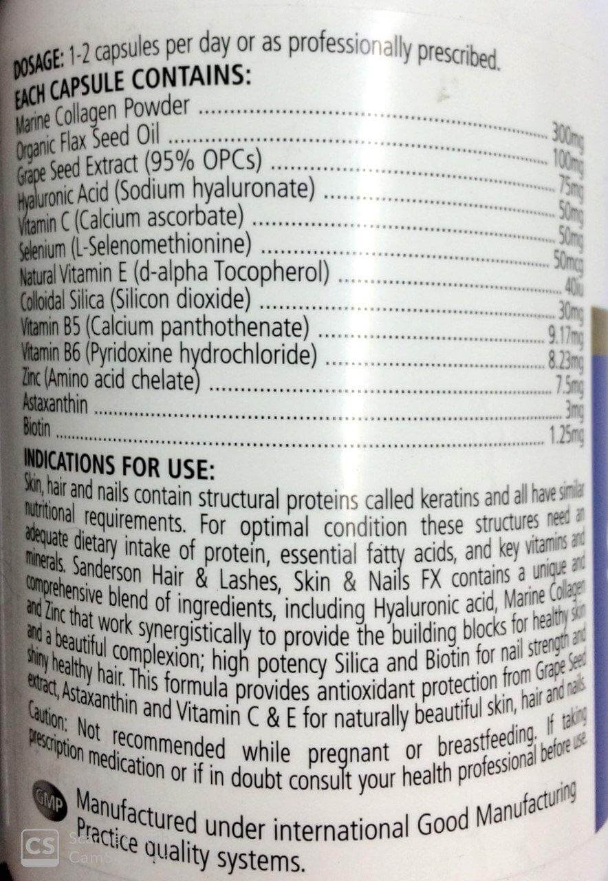 Sanderson Hair Lashes Skin Nails FX 60 Capsules issues