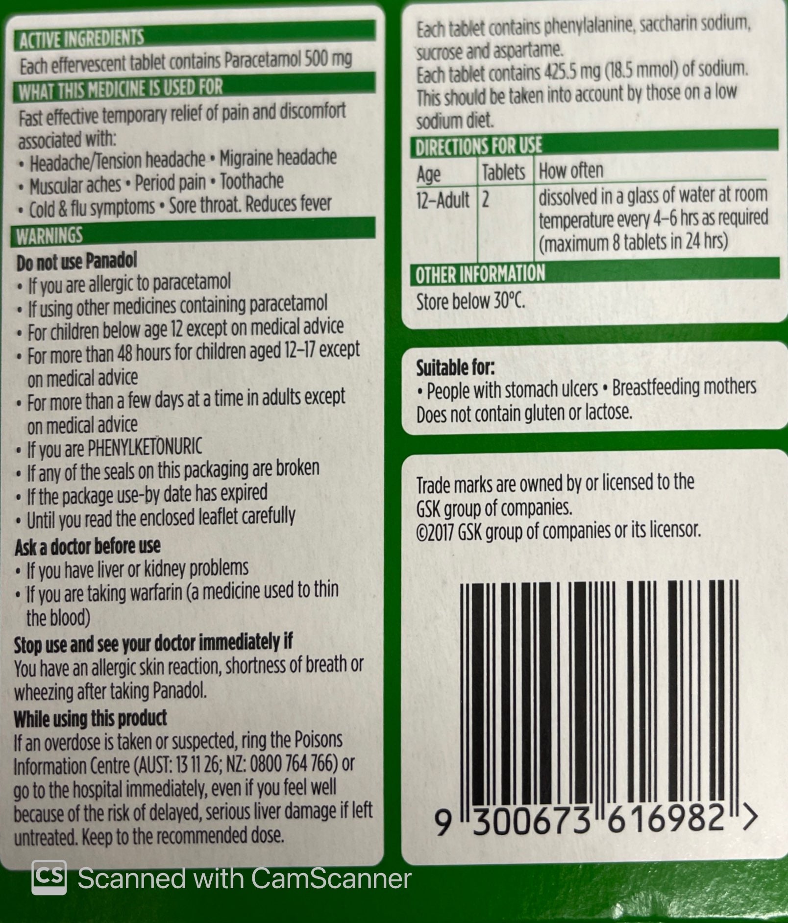 Panadol Rapid Soluble Paracetamol 500mg 20 tablets issues,panadol,panadol rapid