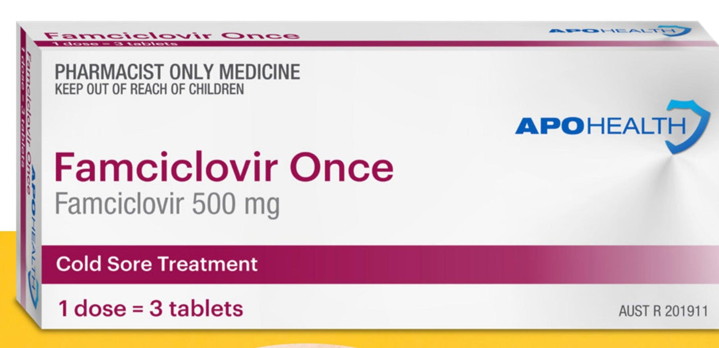 APH Famciclovir 3 tablets Pharmacist Only Medicine