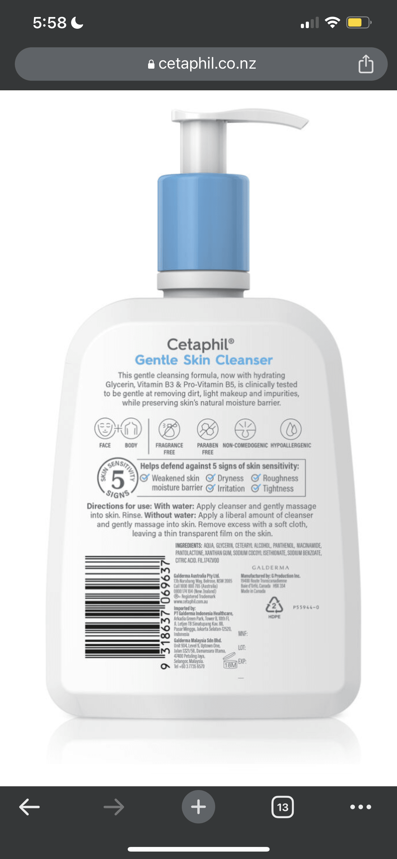 Cetaphil Gentle Skin Cleanser 1 Litre