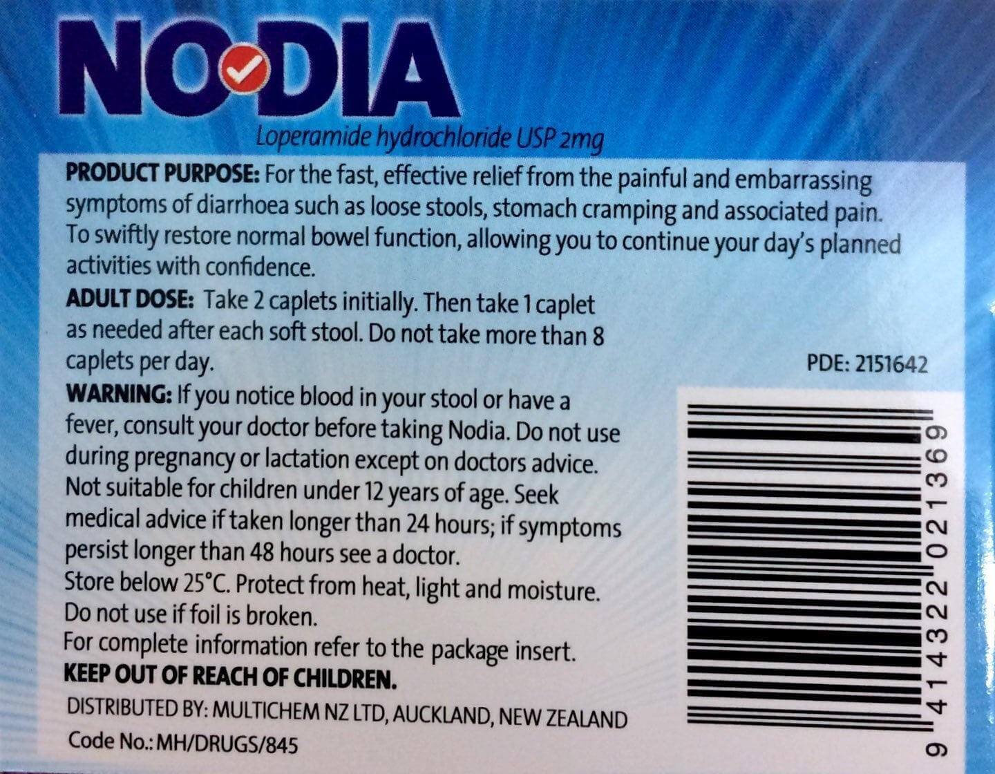 Nodia for diarrhoea 2 mg 16 Caplets diarrhoea,issues