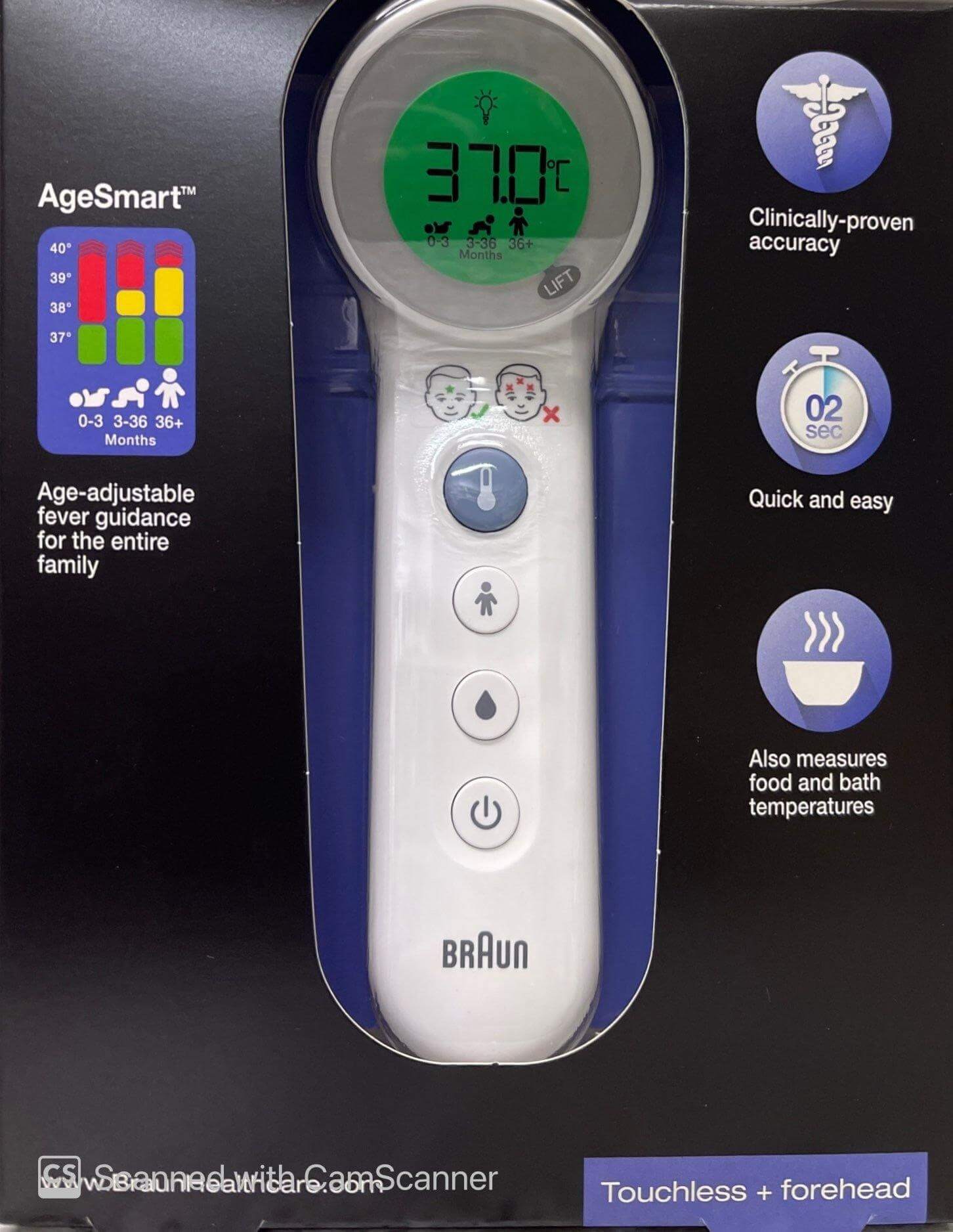 Braun touchless + forehead thermometer BNT400 agesmart,Braun,children,fever,forehead,issues,kids,thermometer