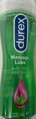 Durex aloe vera massage lube 200ml soothing gel for comfortable all-over body massage.