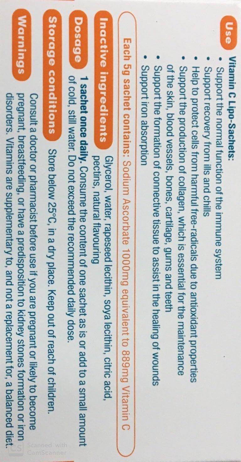 Lipo Liposomal Vitamin C 1000 mg 30 Sachets Original flavour issues,lipo,lipo-sachets,liposachets,liposhell,liposomal,Lypo,lypospheric,vitamin,vitamin c