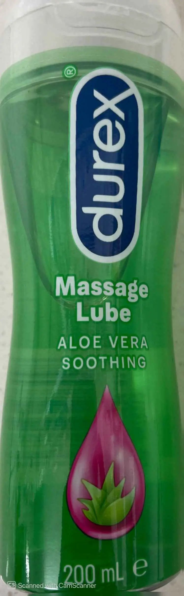 Durex aloe vera massage lube 200ml soothing gel for comfortable all-over body massage.