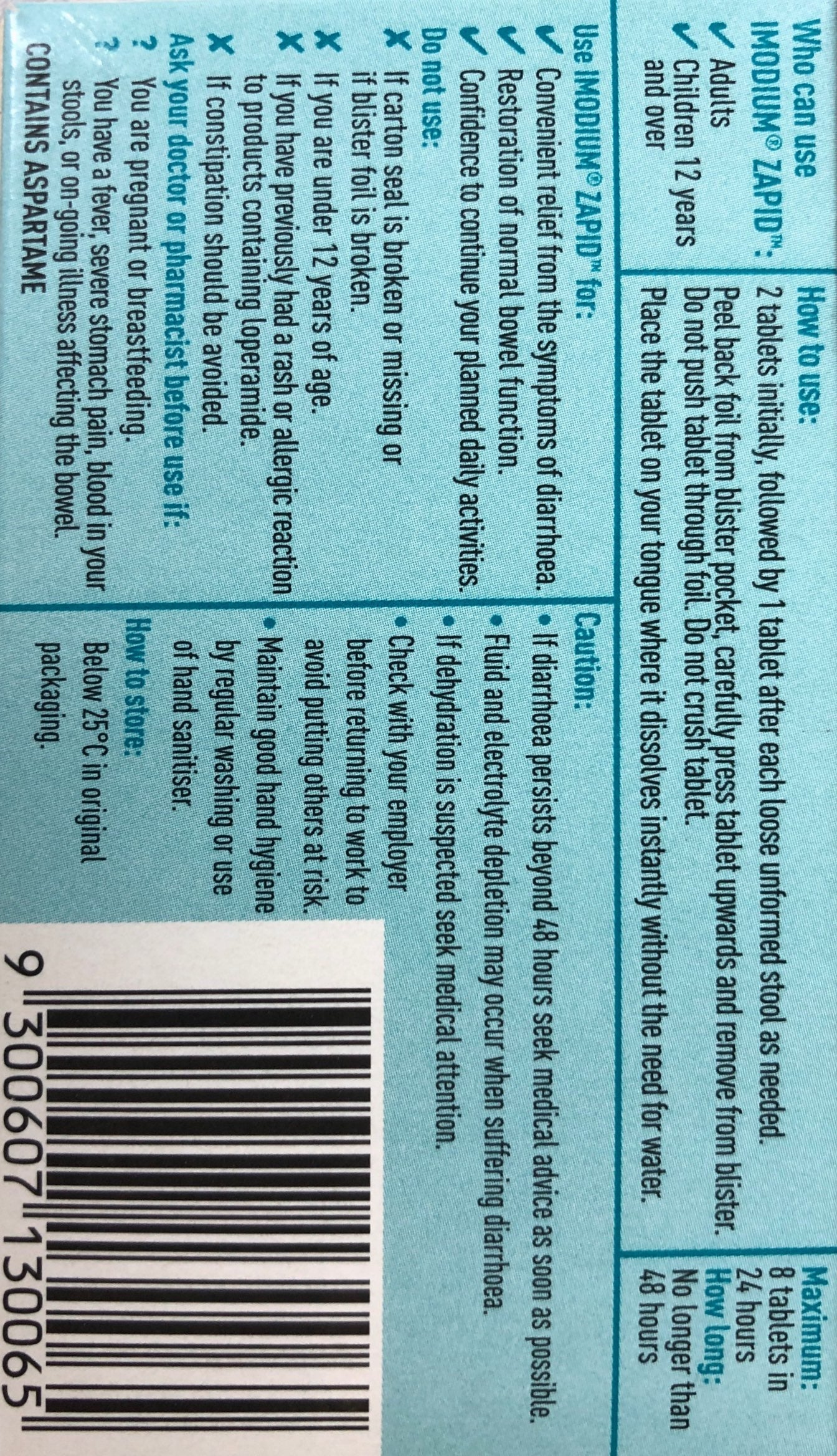 Imodium ZAPID for Diarrhoea Relief - 6 Tablets Anti-diarrheal tablets,Diarrhoea relief,Digestive health,Imodium,optimized