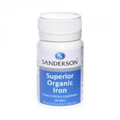 Sanderson Superior Organic Iron Supplements - 100 Tablets optimized,organic iron supplements,Sanderson iron tablets,superior iron formula,vegan iron supplement
