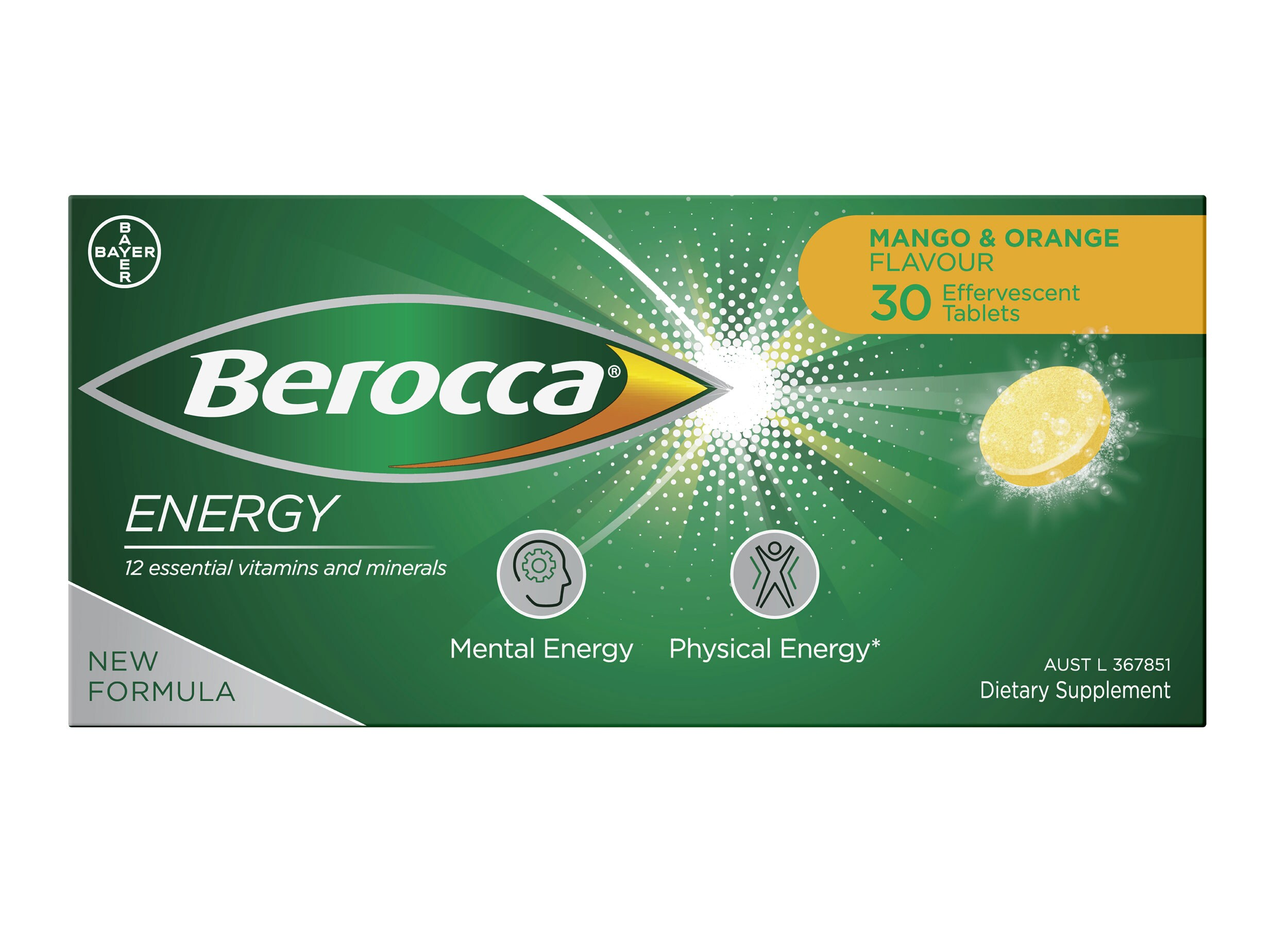 Berocca Mango & Orange Effervescent Tablets Berocca,issues