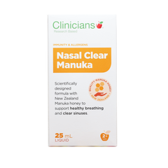 Clinicians Nasal Clear Manuka Liquid 25ml clinicians,clinicians nasal,covid,day&night,issues,masks,n95,nasal clear,nasal clear manuka,otrivin,rat tests