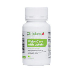 Clinicians Visioncare capsules bottle with Lutein, designed for eye and macular health support.
