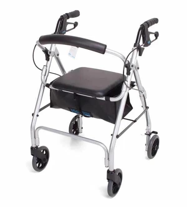 Mobilis® walking frame - Blue / Red / Silver aluminium walking frame,and silver,Available in blue,castors and rear wheels Walking Frame,Christmas gift,Easy to adjust "one touch" handbrake Walking Frame,Extra easy to fold for storage,Folding walking frame,