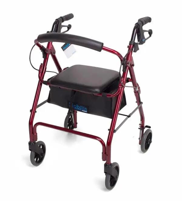 Mobilis® walking frame - Blue / Red / Silver aluminium walking frame,and silver,Available in blue,castors and rear wheels Walking Frame,Christmas gift,Easy to adjust "one touch" handbrake Walking Frame,Extra easy to fold for storage,Folding walking frame,