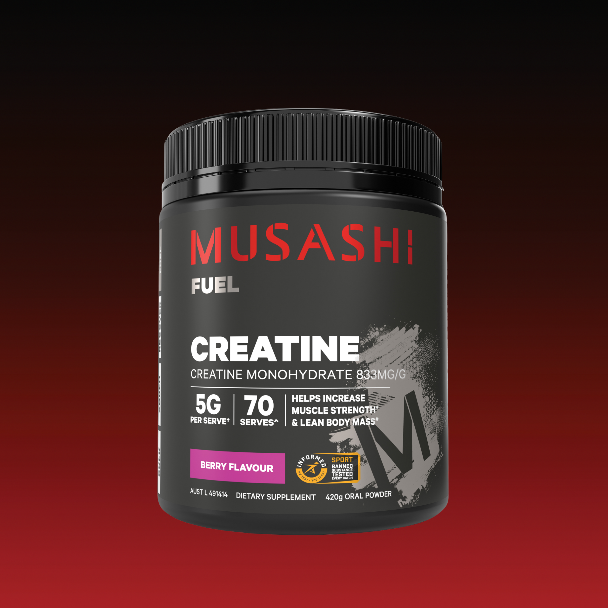 Musashi Creatine Berry 420g – Creatine Powder for Strength & Power