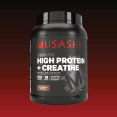 Musashi High Protein + Creatine Chocolate 900g – Protein Powder with Added Creatine