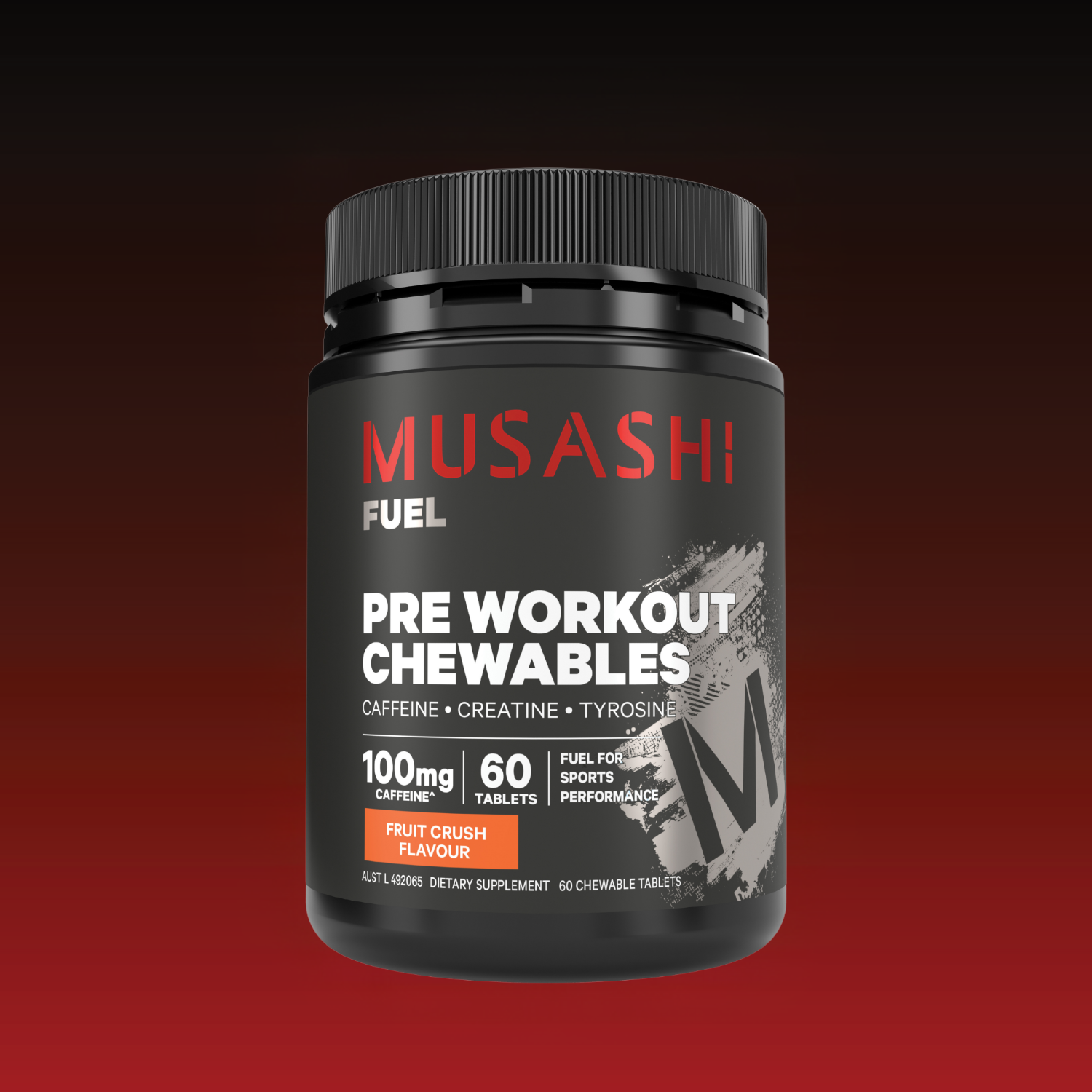 Musashi Pre Workout Chewable Fruit Crush 60 Chewable Tablets – Chewable Pre-Workout Tablets