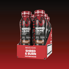 Musashi Shred & Burn Protein Drink Chocolate 6 x 375ml – Ready-to-Drink Protein Shake