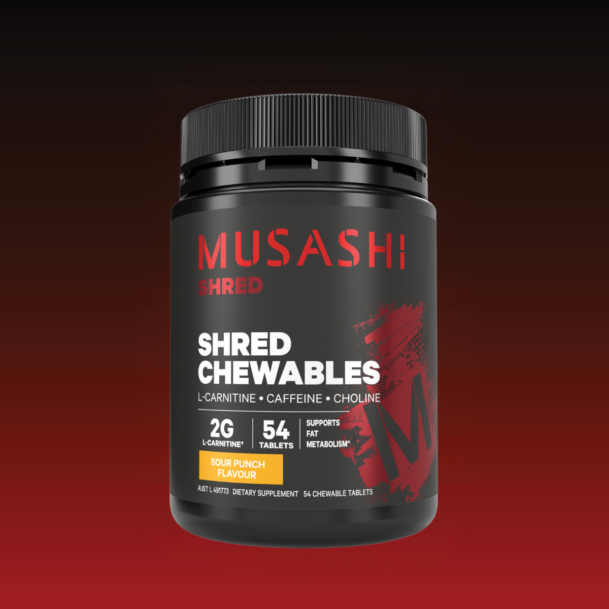 Musashi Shred Chewable Sour Punch 54 Chewable Tablets – Chewable Shred Tablets