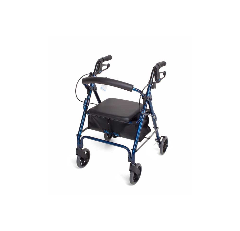 Mobilis narrow walking frame Easy to adjust "one touch" handbrake,extra east to fold for storage,issues,low seat for petite users,Mobilis narrow walking frame,mobility,mobility aids,Narrow frame,Narrow walking frame,Padded seat,Storage bad included,Suitab