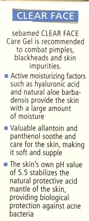 Sebamed Clear Face Care Gel pH5.5 - 50mL for Clear Skin & Acne Control Acne Control Gel,Clear Skin Gel,optimized,pH5.5 Skincare,Sebamed Clear Face Care Gel