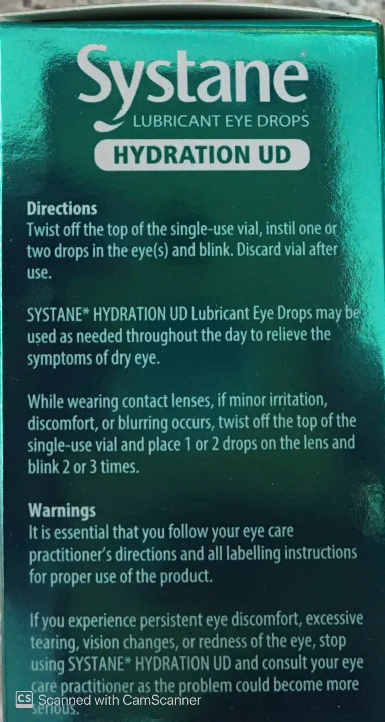 Systane Hydration UD Lubricant Eye Drops 30 x 0.7 ml issues,systane hydration