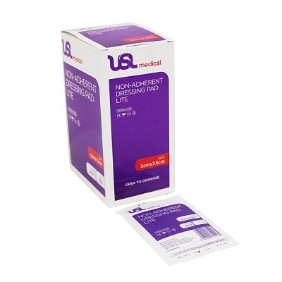 USL Non adherent Pads Lite 5X7.5cm 100 issues,non adherent pads,usl
