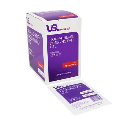 USL Non adherent Lite Pads 7.5X10cm 100 issues,non adherent pads,usl
