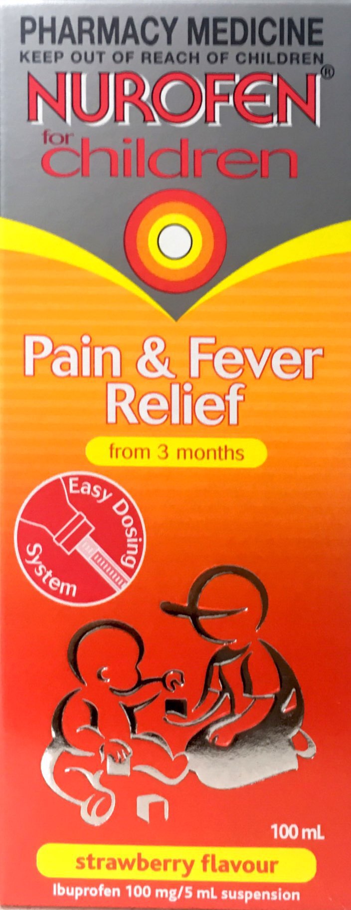 Nurofen Children Strawberry 100ml - Effective Pain Relief for Kids - DominionRoadPharmacy
