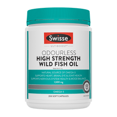 Swisse Odourless High Strength Wild Fish Oil 1500mg 200 Capsules