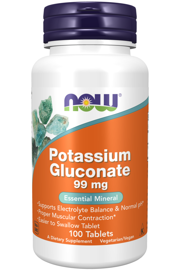 now Potassium Gluconate 99 mg 100 Tablets electrolyte balance,issues,muscular contraction,Now,Now Products,Now suppl,Now supplements,Now Vitamins