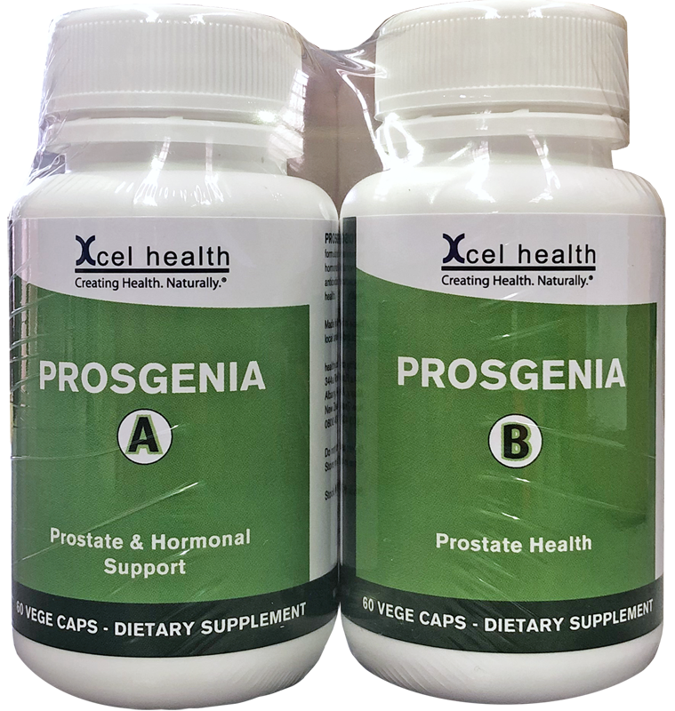 Xcel Health PROSGENIA A & B Vege Caps 2x60 - Prostate Health Program balance hormones,Benign Prostatic Hyperplasia,cancer of the prostate,google,hormones,issues,Prosgenia,prostate health,Prostatitis,urinary flow,urinary flow and frequency