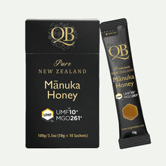 QB Manuka Honey UMF 10+ MGO 261+ 100g Sachets New Zealand Premium Immune Support Honey