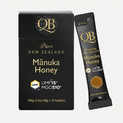 QB Manuka Honey UMF 15+ Sachets Immune Support Honey 100g/3.5oz (10g x 10 Sachets)