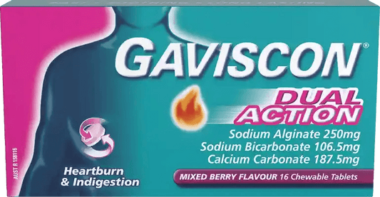 Gaviscon Dual Action Tablets Mixedberry 16 - DominionRoadPharmacy