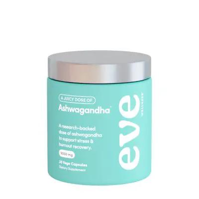 Eve A Juicy Dose of Ashwagandha 30 Capsules, 30 count ashwagandha capsules dietary supplement for stress recovery.