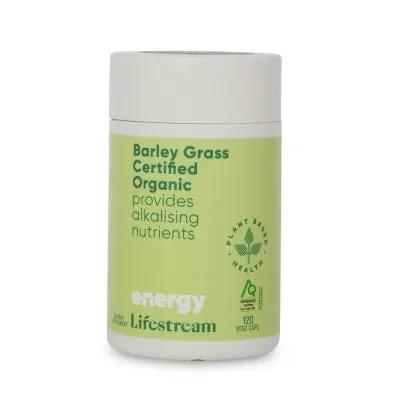 Lifestream Barley Grass Certified Organic Provides Alkalising Nutrients For Balanced Internal Health 120 Vcaps