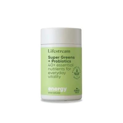 Lifestream Super Greens and Probiotics Digestive Support Energy Boost Dietary Supplement 120g